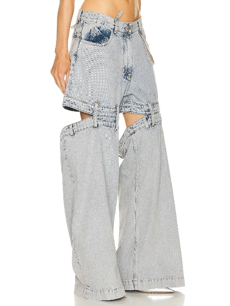 High Street Denim: Jeans with Hollow Out Patchwork Design