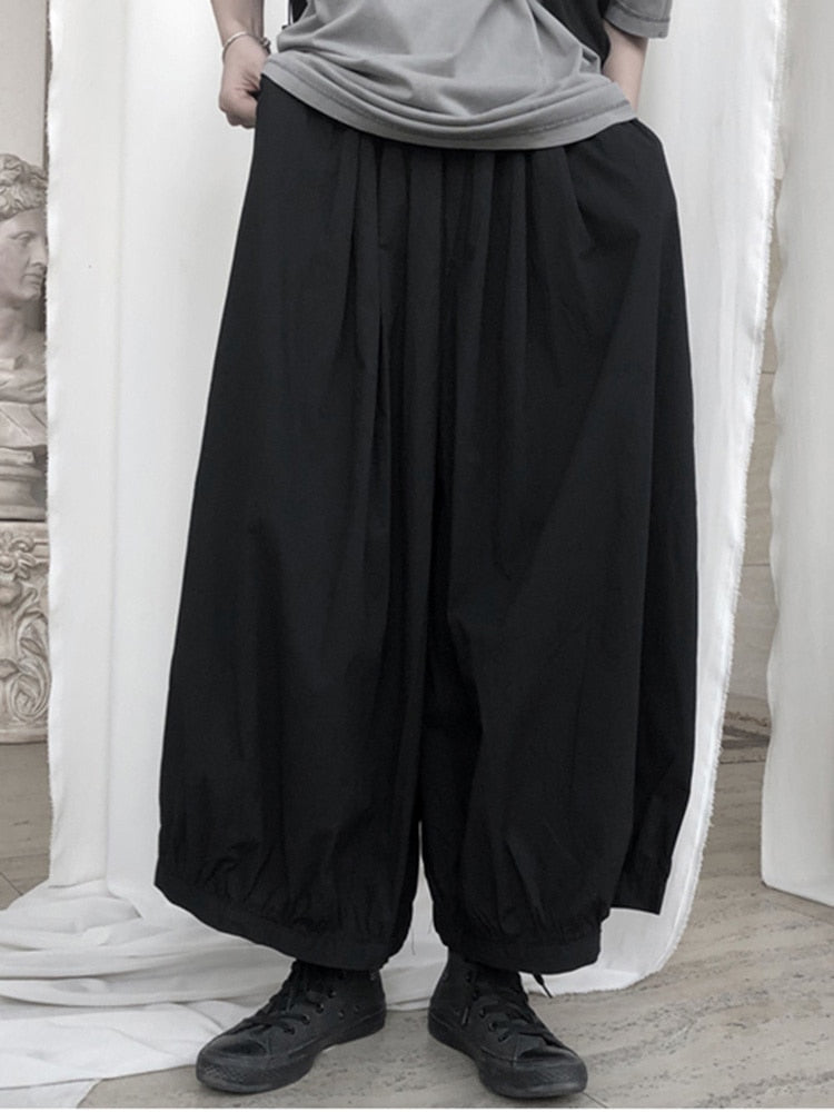 Classic Comfort Black Wide Leg Elastic Waist Pants